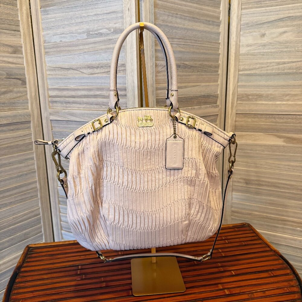 VINTAGE Coach Madison Lindsey Bag | Gathered Leather | Turquoise Lining